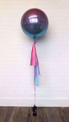 Picture of 16" Ombre Pink Purple Blue Balloon with tassels