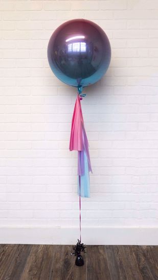 Picture of 16" Ombre Pink Purple Blue Balloon with tassels