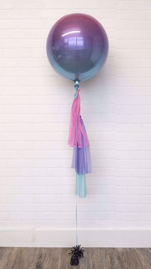 Picture of 16" Ombre Pink Blue Balloon with tassels