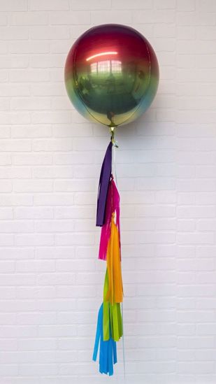 Picture of 16" Ombre Rainbow Balloon with tassels - fiesta cinco de mayo