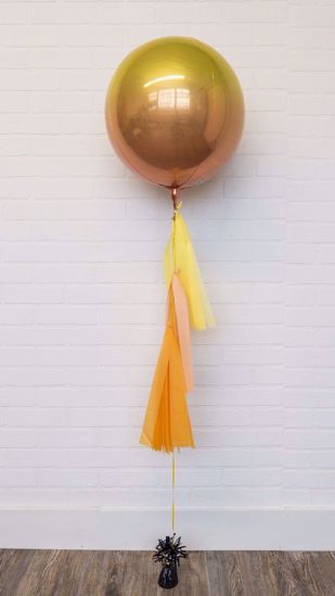 Picture of 16" Ombre Yellow Orange Balloon with tassels
