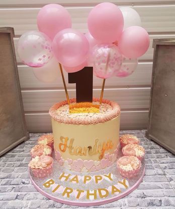 Picture of Balloon Cake Topper Mini Garland Pink White