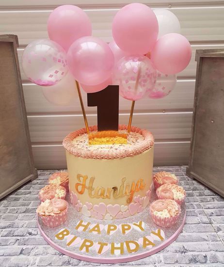 Picture of Balloon Cake Topper Mini Garland Pink White