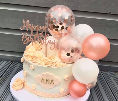 Picture of Balloon Cake Topper Mini Garland White Rose Gold Confetti