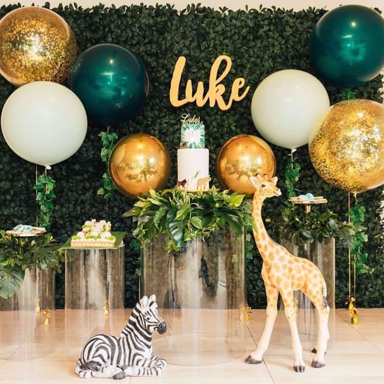 Picture of Gold Balloons Confetti Bouquet Animal Decor Safari Tropical
