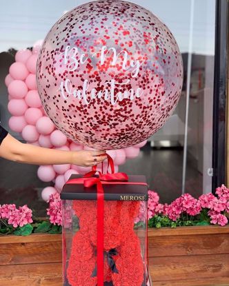 Picture of Red Confetti Balloon Vinyl Decal Be My Valentine