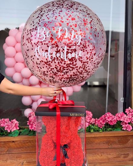 Picture of Red Confetti Balloon Vinyl Decal Be My Valentine