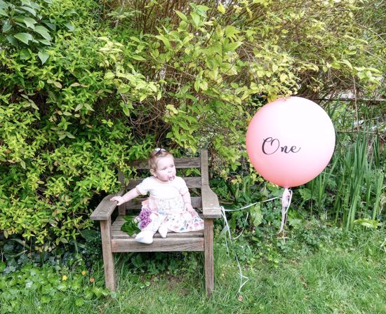 Picture of One Balloon 1st Birthday Smash Cake Peach