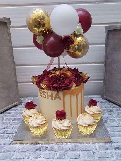 Picture of Balloon Cake Topper Mini Garland  Burgundy Gold