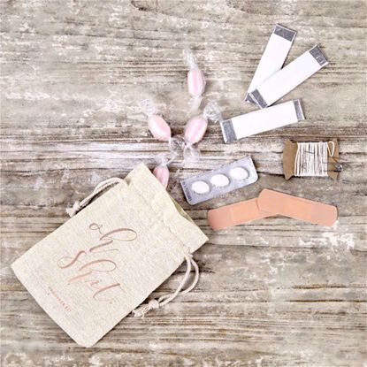 Picture of Rose Gold Cotton Gift Pouches Hangover Kits Oh Shit