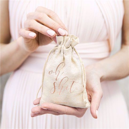 Picture of Rose Gold Cotton Gift Pouches Hangover Kits Oh Shit