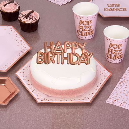 Picture of Happy Birthday Rose Gold Cake Topper Card