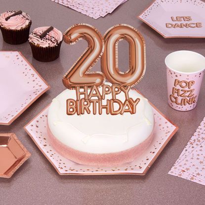 Picture of Happy Birthday Rose Gold Cake Topper Card 20