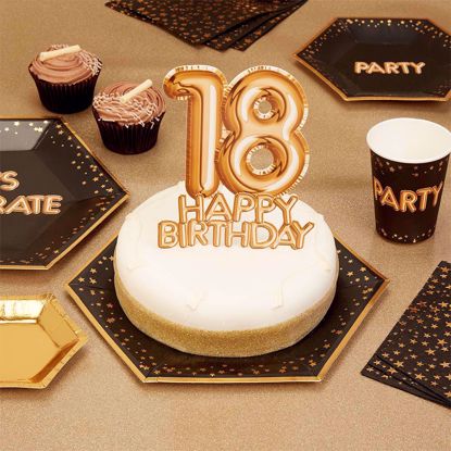 Picture of Happy Birthday  Gold Cake Topper Card 18