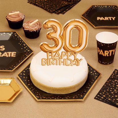 Picture of Happy Birthday  Gold Cake Topper Card 30