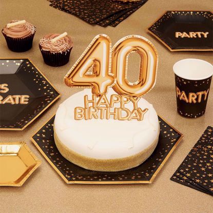 Picture of Happy Birthday  Gold Cake Topper Card 40