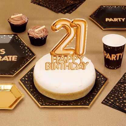 Picture of Happy Birthday Gold Cake Topper Card 21