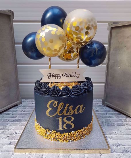 Picture of Balloon Cake Topper Mini Garland Navy Blue Gold