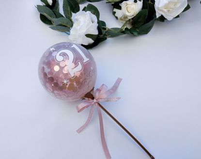Picture of Balloon Cake Topper 21st Birthday Rose Gold Confetti