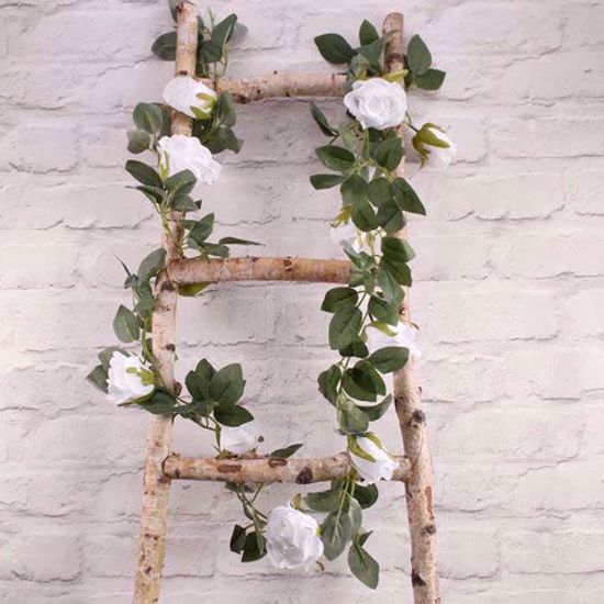 Picture of WHITE ROSE GARLAND FLOWER TAIL