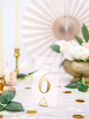 Picture of Transparent Wedding Table Number Gold  Centrepieces