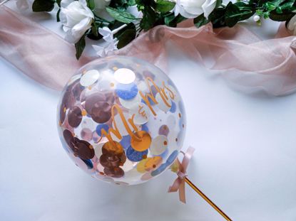 Picture of Balloon Cake Topper Confetti Mr Mrs Gold
