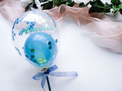 Picture of Balloon Cake Topper Confetti Blue Teal