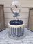 Picture of Balloon Cake Topper Silver Confetti Navy Ribbon