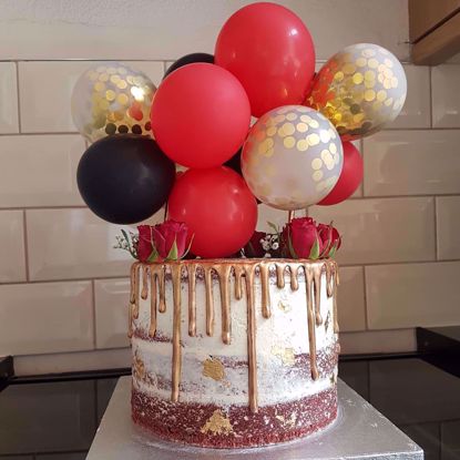 Picture of Balloon Cake topper Mini Garland Red Navy Gold Confetti