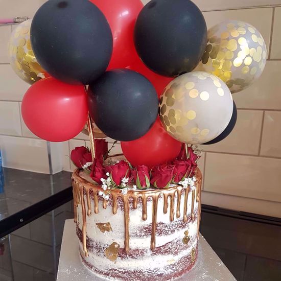 Picture of Balloon Cake topper Mini Garland Red Navy Gold Confetti