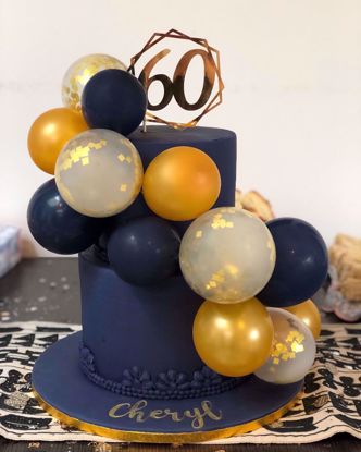 Picture of Balloon Cake topper Mini Garland  Navy Gold Confetti