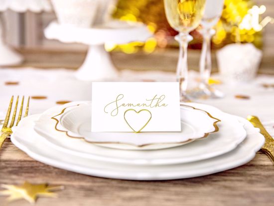 Picture of GOLD PLACE CARD HOLDER WEDDING DECORATIONS - HEARTS