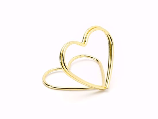 Picture of GOLD PLACE CARD HOLDER WEDDING DECORATIONS - HEARTS