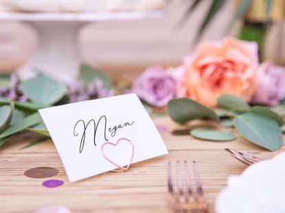 Picture of ROSE GOLD PLACE CARD HOLDER WEDDING DECORATIONS - HEARTS
