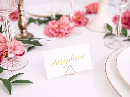 Picture of ROSE GOLD PLACE CARD HOLDER WEDDING DECORATIONS - TRIANGLE