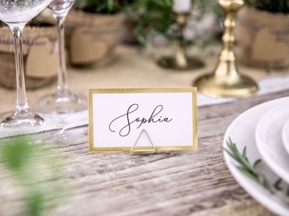 Picture of GOLD PLACE CARD HOLDER WEDDING DECORATIONS - TRIANGLE