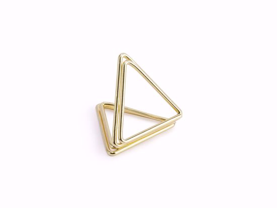 Picture of GOLD PLACE CARD HOLDER WEDDING DECORATIONS - TRIANGLE