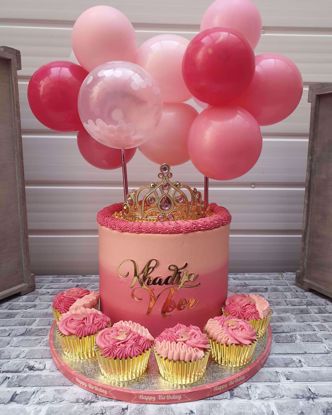 Picture of Balloon Cake Topper Mini Garland Hot Pink