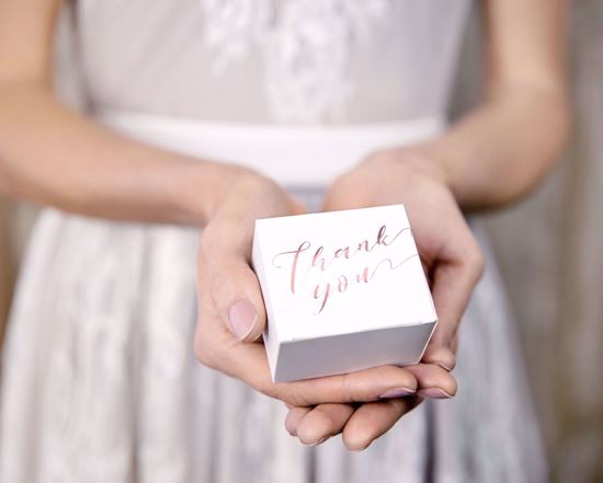 Picture of Rose Gold Thank You Favor Box