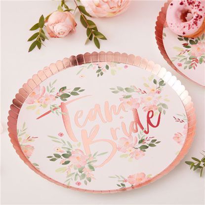 Picture of TEAM BRIDE FLORAL PAPER PLATES - FLORAL HEN PARTY