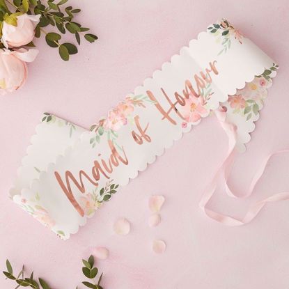 Picture of MAID OF HONOUR SASH - FLORAL HEN