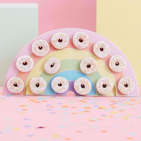 Picture of RAINBOW DONUT WALL HOLDER - PASTEL PARTY