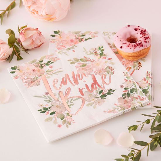 Picture of TEAM BRIDE FLORAL PAPER NAPKINS - FLORAL HEN PARTY
