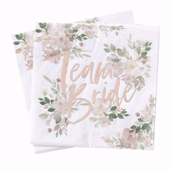 Picture of TEAM BRIDE FLORAL PAPER NAPKINS - FLORAL HEN PARTY