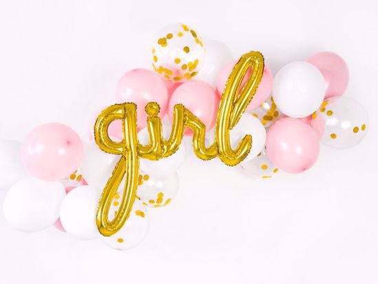 Picture of Girl Gold Script Balloon