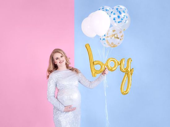 Picture of Boy Gold Script Balloon