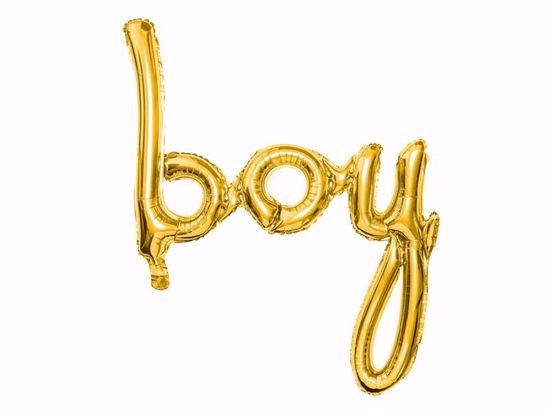 Picture of Boy Gold Script Balloon