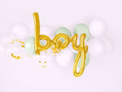 Picture of Boy Gold Script Balloon Arch