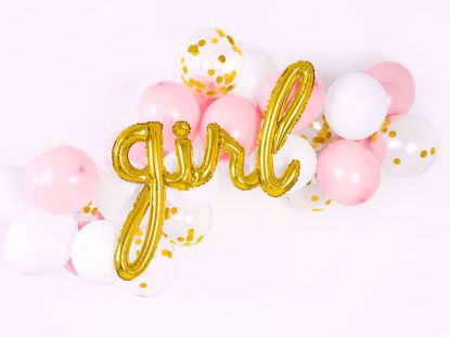 Picture of Girl Gold Script Balloon Arch