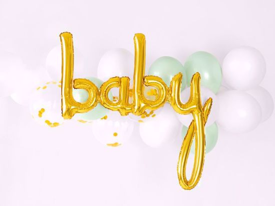 Picture of Baby Gold Script Balloon Arch Mint